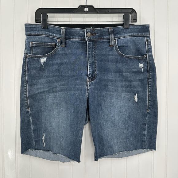 Lularoe Shorts Womens 32 US 14 Skinny Bermuda Cut Off Blue Denim Tummy Panel - Picture 1 of 10